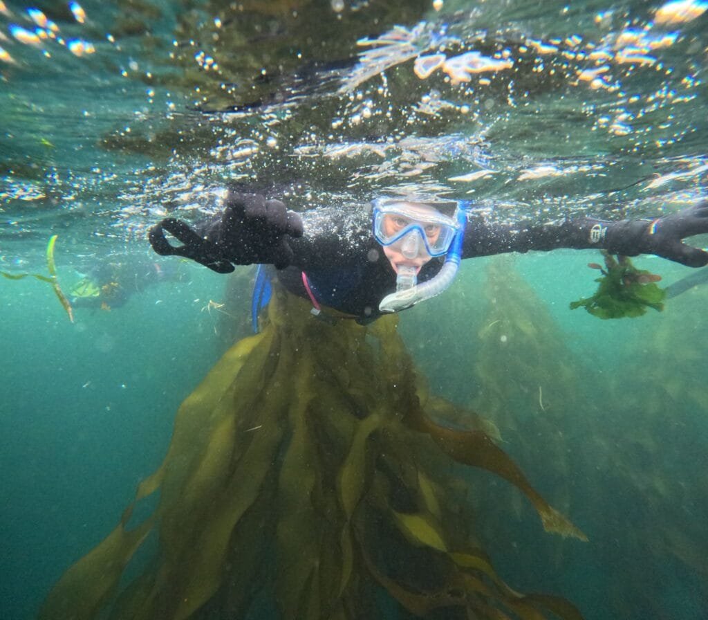 Customer enjoying our Kelp Forest Snorkeling Tour in Victoria, BC.